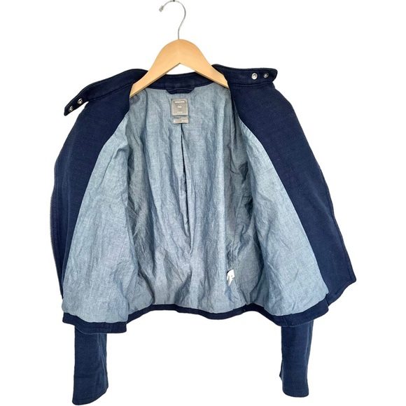 Gap Moto Navy Asymmetrical Jacket Zippers Size Medium - Picture 11 of 16